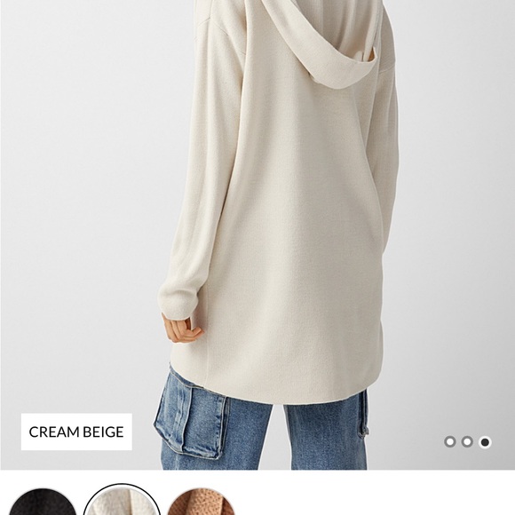 Open front hooded sweater cardigan with pockets. - Picture 3 of 8